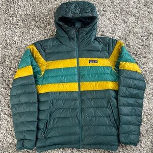 Men’s Patagonia Down Hoody Small Green Yellow